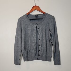 Talbots Charcoal Gray Pima Cotton Blend Cardigan Medium Petite